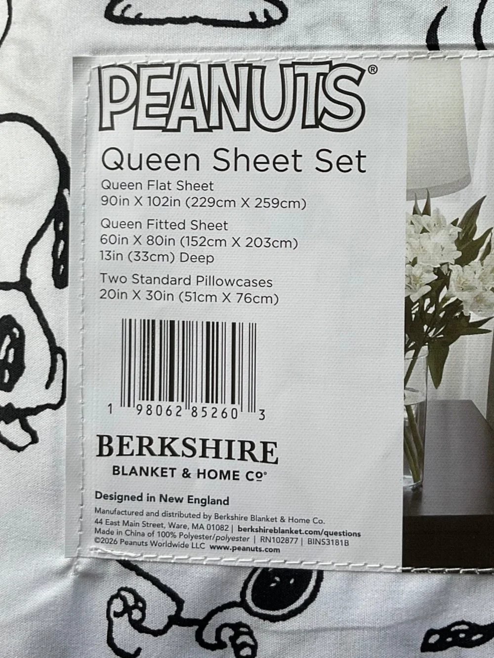 Peanuts Snoopy Queen Size Sheet Set by Berkshire Blanket & Home NWT